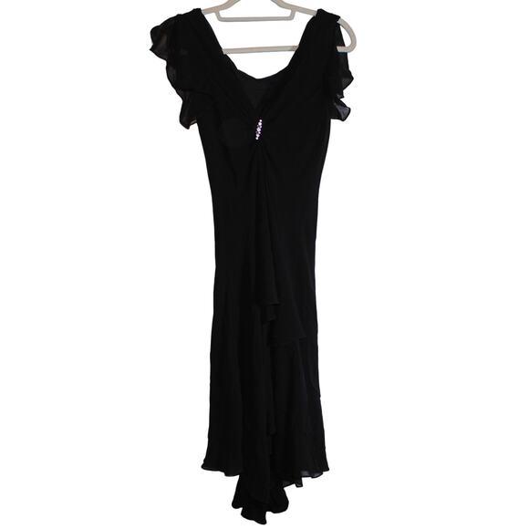 Y2K S.L. Fashion Black Double Lined Dress With Pendants Size 6 - Picture 1 of 6